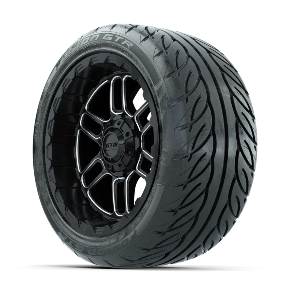 GTW Titan Machined/Black 14 in Wheels with 225/40-R14 Fusion GTR Stree ...