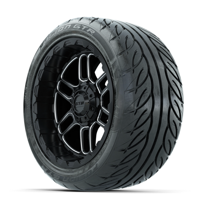 GTW Titan Machined/Black 14 in Wheels with 225/40-R14 Fusion GTR Street Tires - Full Set