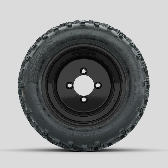 GTW Steel Matte Black 3:5 Offset 10 in Wheels with 18x9.50-10 Rogue All Terrain Tires - Full Set