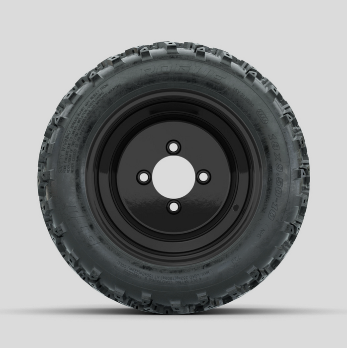 GTW Steel Black Centered 10 in Wheels with 18x9.50-10 Rogue All Terrain Tires - Full Set