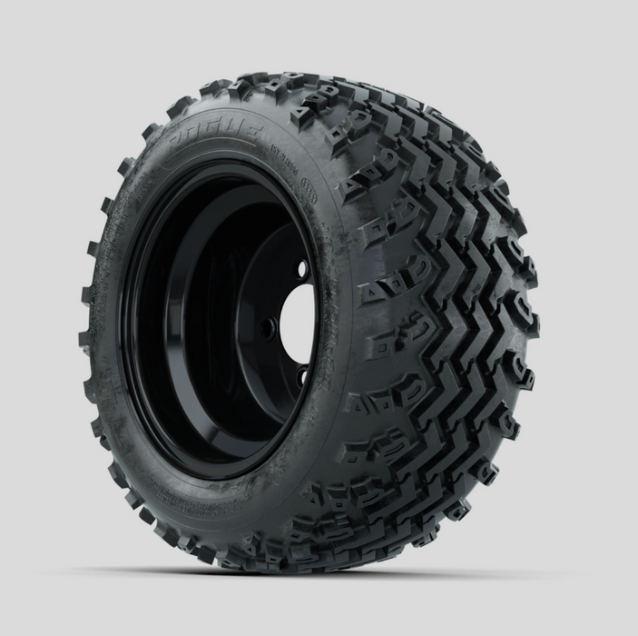 GTW Steel Black Centered 10 in Wheels with 18x9.50-10 Rogue All Terrain Tires - Full Set