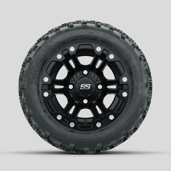 GTW Specter Matte Black 10 in Wheels with 18x9.50-10 Rogue All Terrain Tires - Full Set