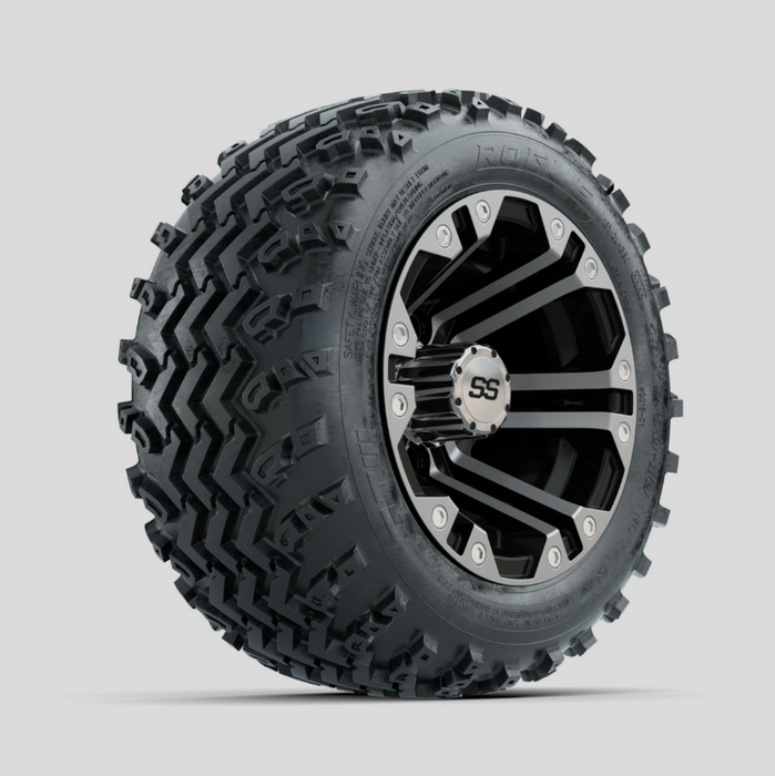 GTW Specter Machined/Black 10 in Wheels with 18x9.50-10 Rogue All Terrain Tires - Full Set