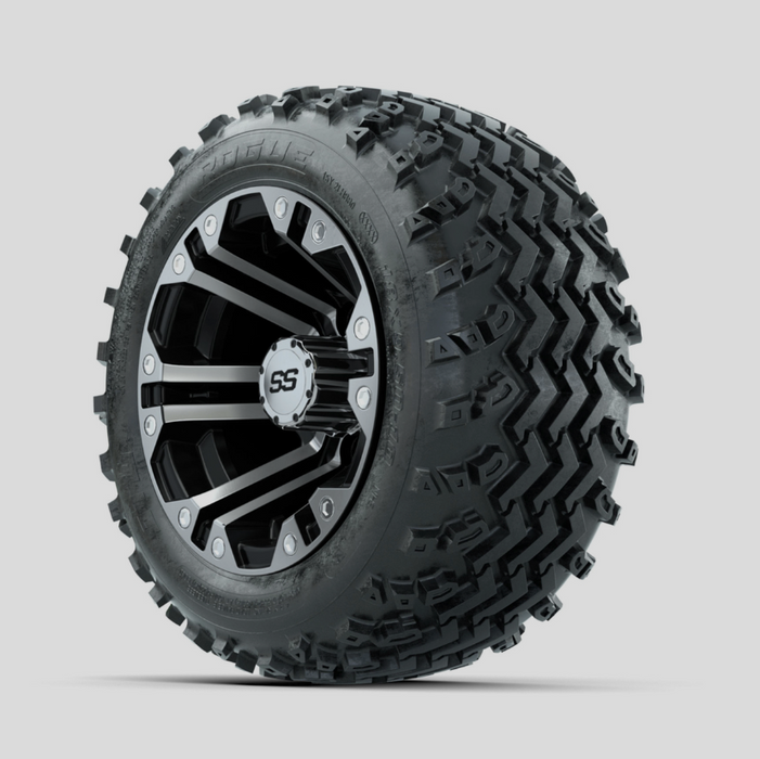 GTW Specter Machined/Black 10 in Wheels with 18x9.50-10 Rogue All Terrain Tires - Full Set