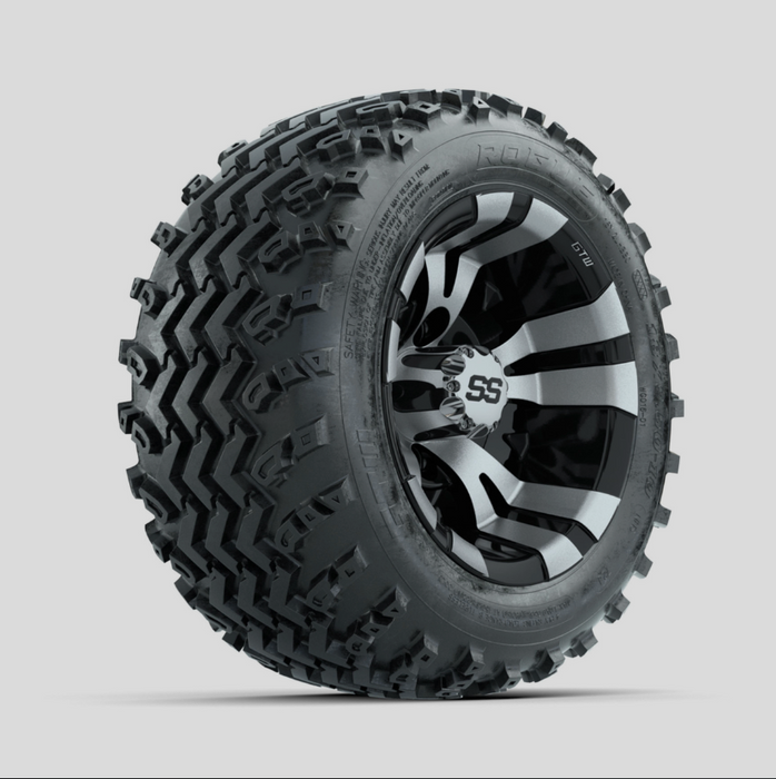 GTW Vampire Machined/Black 10 in Wheels with 18x9.50-10 Rogue All Terrain Tires - Full Set