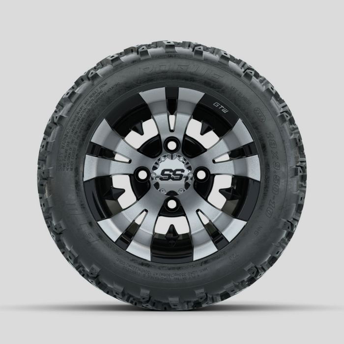 GTW Vampire Machined/Black 10 in Wheels with 18x9.50-10 Rogue All Terrain Tires - Full Set