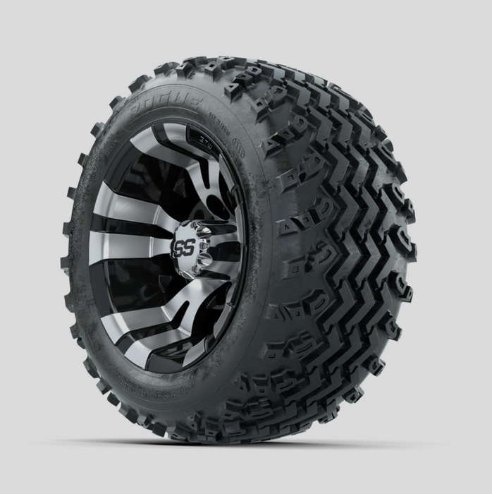 GTW Vampire Machined/Black 10 in Wheels with 18x9.50-10 Rogue All Terrain Tires - Full Set