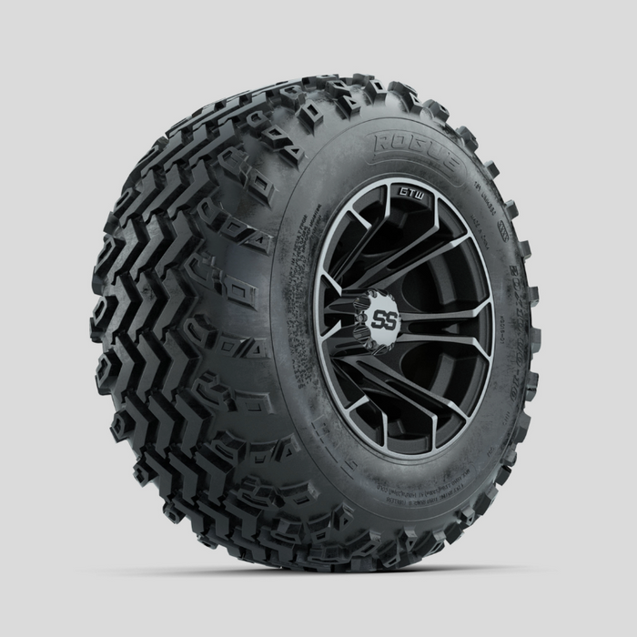 GTW Spyder Machined/Matte Grey 10 in Wheels with 20x10.00-10 Rogue All Terrain Tires - Full Set