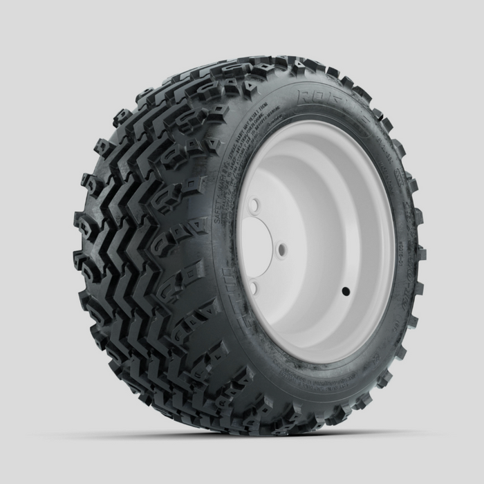 GTW Steel White 10 in Wheels with 18x9.50-10 Rogue All Terrain Tires - Full Set
