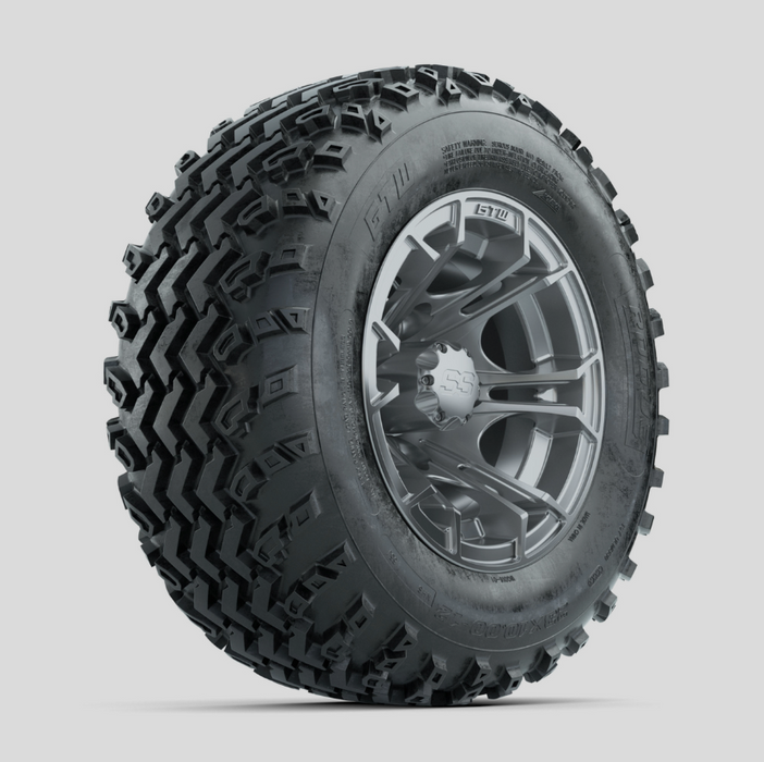GTW Spyder Silver 12 in Wheels with 23x10.00-12 Rogue All Terrain Tires - Full Set