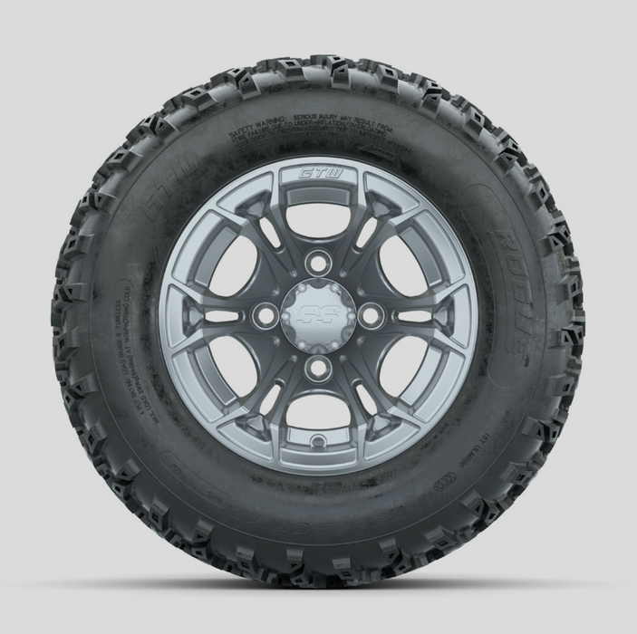 GTW Spyder Silver 12 in Wheels with 23x10.00-12 Rogue All Terrain Tires - Full Set