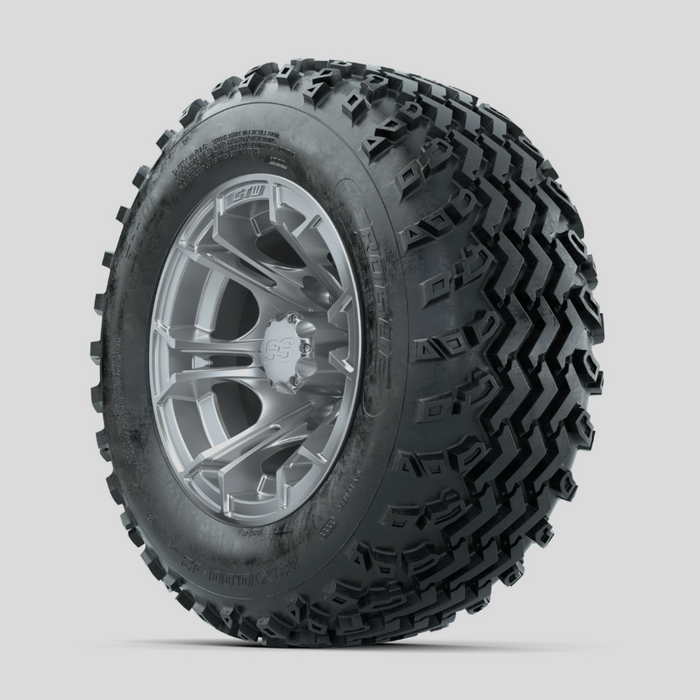 GTW Spyder Silver 12 in Wheels with 23x10.00-12 Rogue All Terrain Tires - Full Set