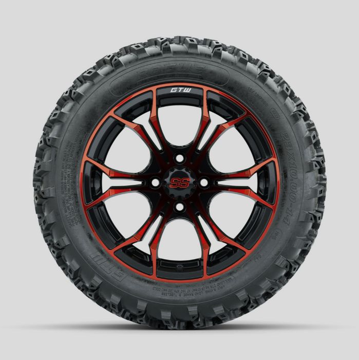 GTW Spyder Red/Black 14 in Wheels with 23x10.00-14 Rogue All Terrain Tires - Full Set