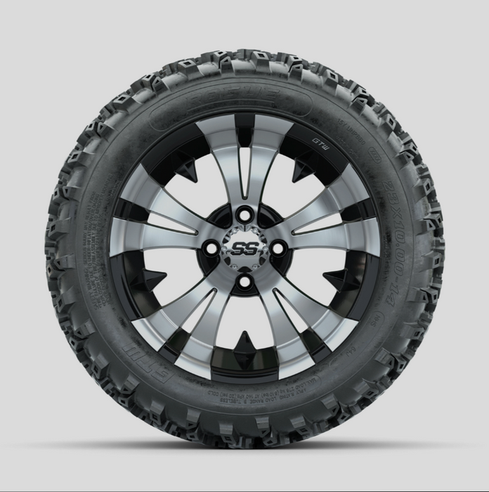 GTW Vampire Machined/Black 14 in Wheels with 23x10.00-14 Rogue All Terrain Tires - Full Set