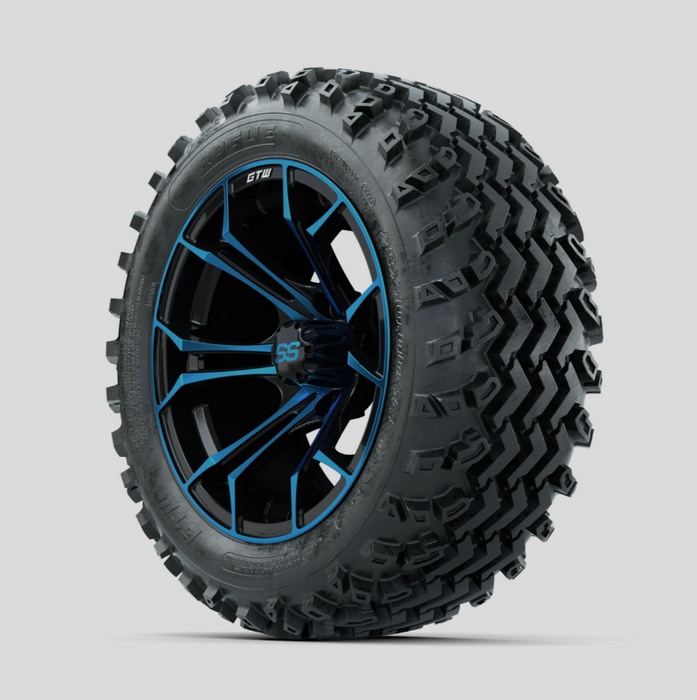 GTW Spyder Blue/Black 14 in Wheels with 23x10.00-14 Rogue All Terrain Tires - Full Set