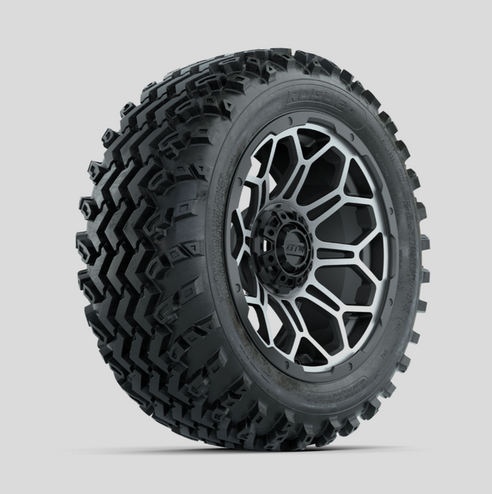 GTW Bravo Machined/Matte Grey 14 in Wheels with 23x10.00-14 Rogue All Terrain Tires - Full Set