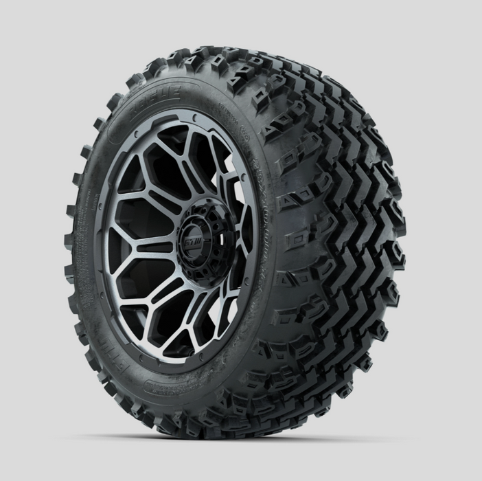 GTW Bravo Machined/Matte Grey 14 in Wheels with 23x10.00-14 Rogue All Terrain Tires - Full Set