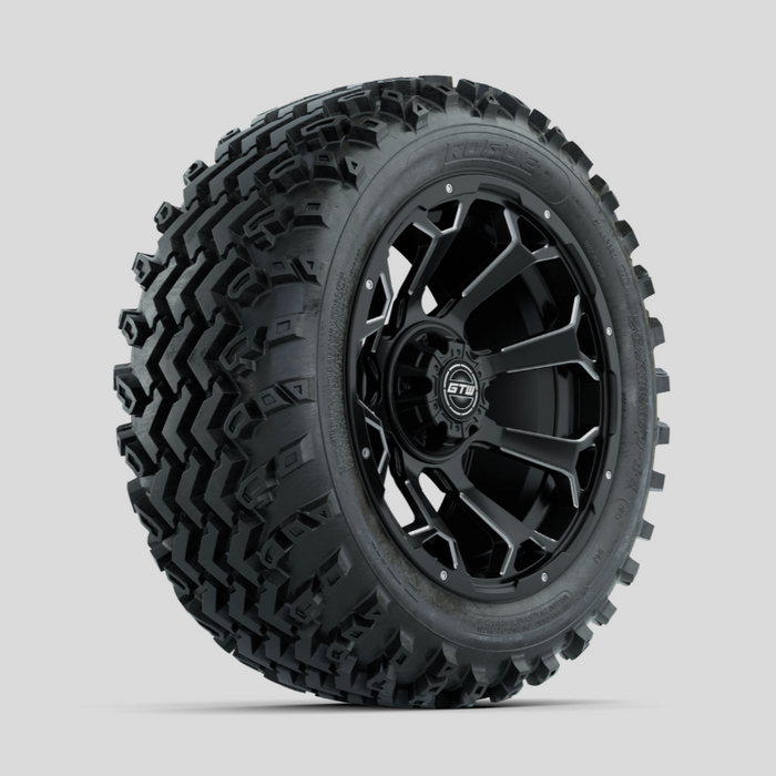 GTW Raven Ball Milled/Matte Black 14 in Wheels with 23x10.00-14 Rogue All Terrain Tires - Full Set