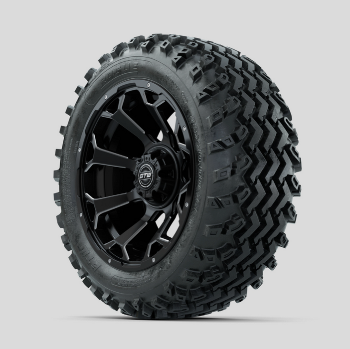 GTW Raven Ball Milled/Matte Black 14 in Wheels with 23x10.00-14 Rogue All Terrain Tires - Full Set