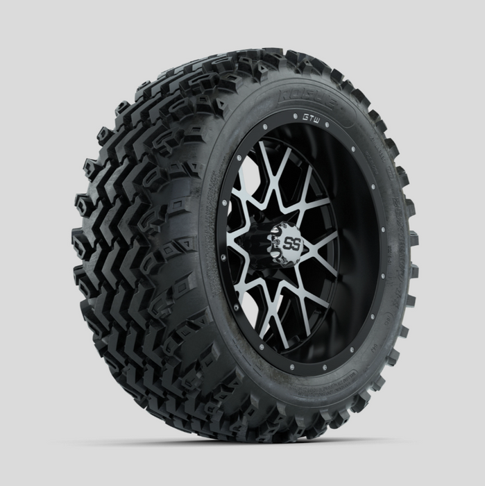 GTW Vortex Machined/Matte Black 14 in Wheels with 23x10.00-14 Rogue All Terrain Tires - Full Set