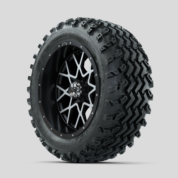 GTW Vortex Machined/Matte Black 14 in Wheels with 23x10.00-14 Rogue All Terrain Tires - Full Set
