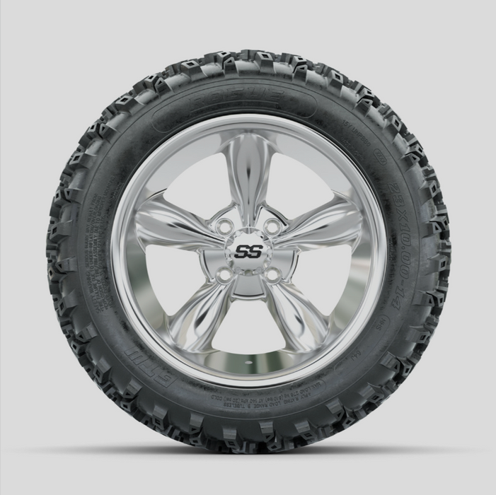 GTW Godfather Chrome 14 in Wheels with 23x10.00-14 Rogue All Terrain Tires - Full Set