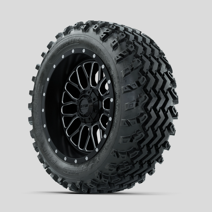 GTW Helix Machined/Black 14 in Wheels with 23x10.00-14 Rogue All Terrain Tires - Full Set
