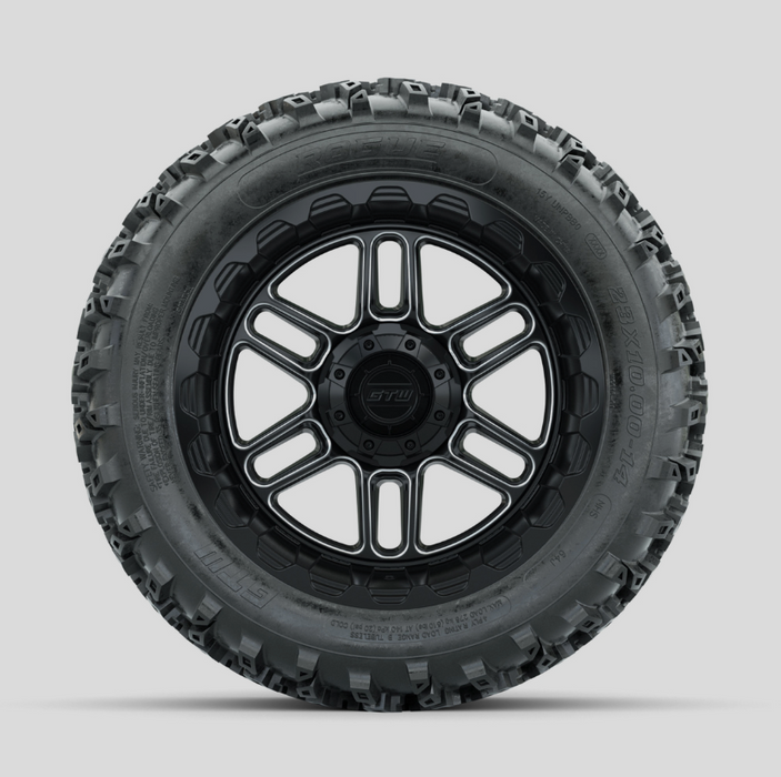 GTW Titan Machined/Black 14 in Wheels with 23x10.00-14 Rogue All Terrain Tires - Full Set