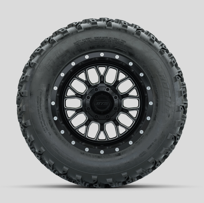 GTW Helix Machined/Black 12 in Wheels with 23x10.00-12 Rogue All Terrain Tires - Full Set