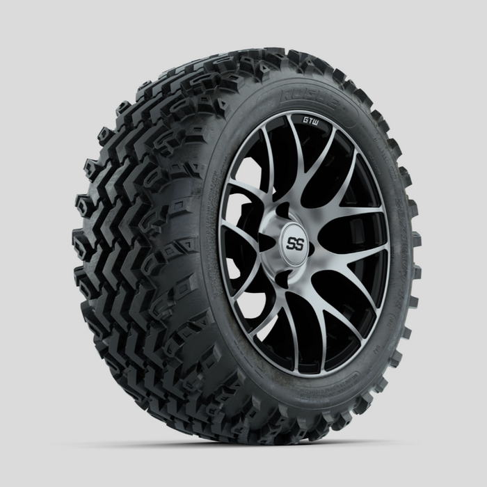 GTW Pursuit Machined/Black 14 in Wheels with 23x10.00-14 Rogue All Terrain Tires - Full Set