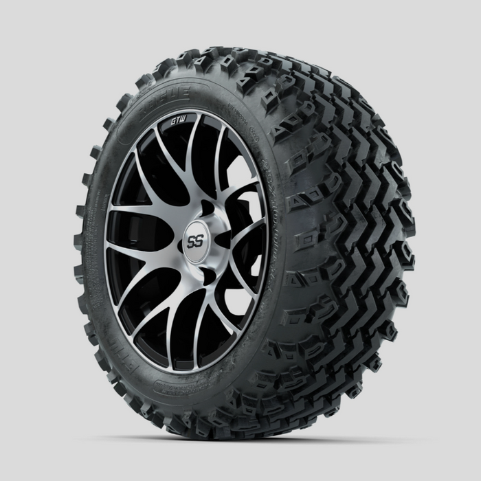 GTW Pursuit Machined/Black 14 in Wheels with 23x10.00-14 Rogue All Terrain Tires - Full Set