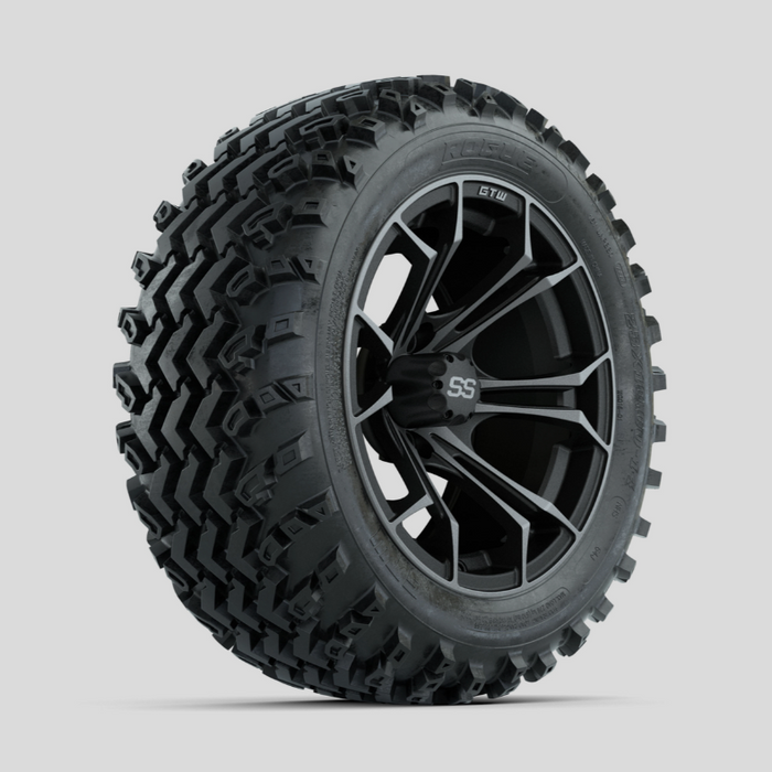 GTW Spyder Machined/Grey 14 in Wheels with 23x10.00-14 Rogue All Terrain Tires - Full Set