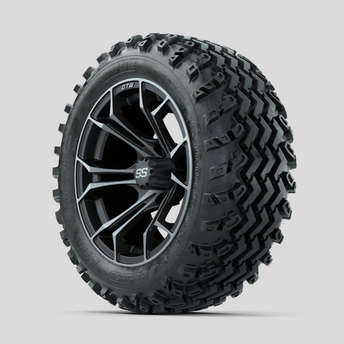 GTW Spyder Machined/Grey 14 in Wheels with 23x10.00-14 Rogue All Terrain Tires - Full Set