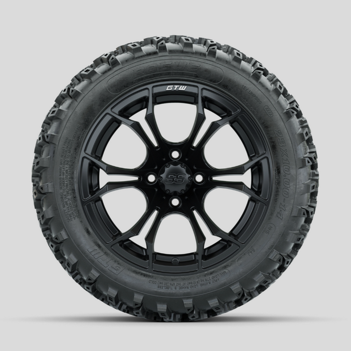 GTW Spyder Matte Black 14 in Wheels with 23x10.00-14 Rogue All Terrain Tires - Full Set
