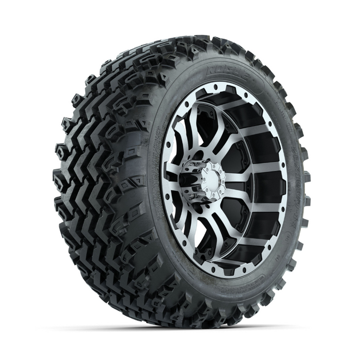 GTW Omega Machined/Black 14 in Wheels with 23x10.00-14 Rogue All Terrain Tires - Full Set