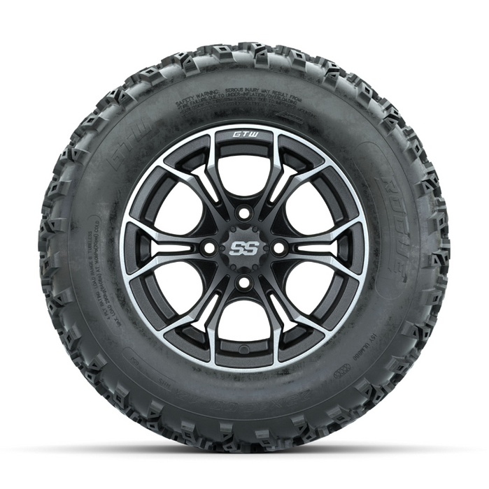 GTW Spyder Machined/Grey 12 in Wheels with 23x10.00-12 Rogue All Terrain Tires - Full Set