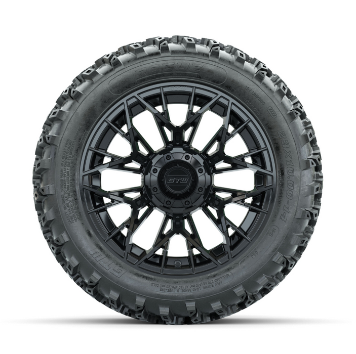 GTW Stellar Black 14 in Wheels with 23x10.00-14 Rogue All Terrain Tires - Full Set