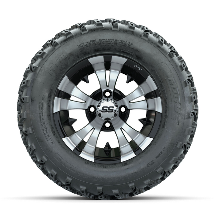 GTW Vampire Machined/Black 12 in Wheels with 23x10.00-12 Rogue All Terrain Tires - Full Set