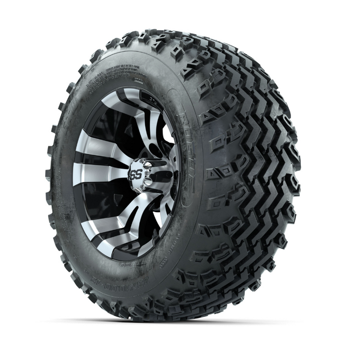 GTW Vampire Machined/Black 12 in Wheels with 23x10.00-12 Rogue All Terrain Tires - Full Set