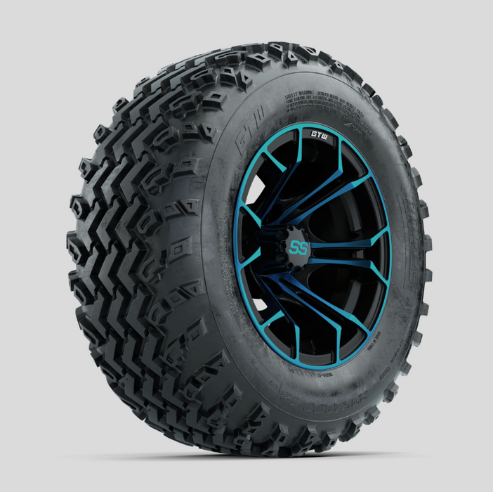GTW Spyder Blue/Black 12 in Wheels with 23x10.00-12 Rogue All Terrain Tires - Full Set
