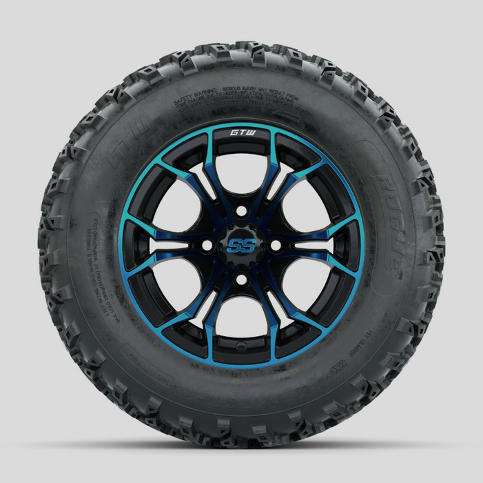 GTW Spyder Blue/Black 12 in Wheels with 23x10.00-12 Rogue All Terrain Tires - Full Set