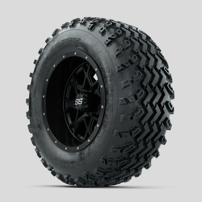 GTW Vortex Matte Black 12 in Wheels with 23x10.00-12 Rogue All Terrain Tires - Full Set