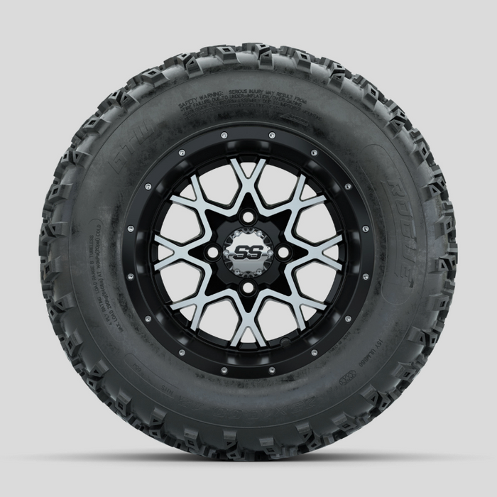 GTW Vortex Machined/Matte Black 12 in Wheels with 23x10.00-12 Rogue All Terrain Tires - Full Set