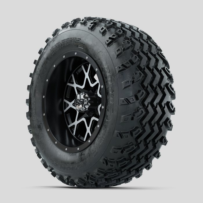 GTW Vortex Machined/Matte Black 12 in Wheels with 23x10.00-12 Rogue All Terrain Tires - Full Set