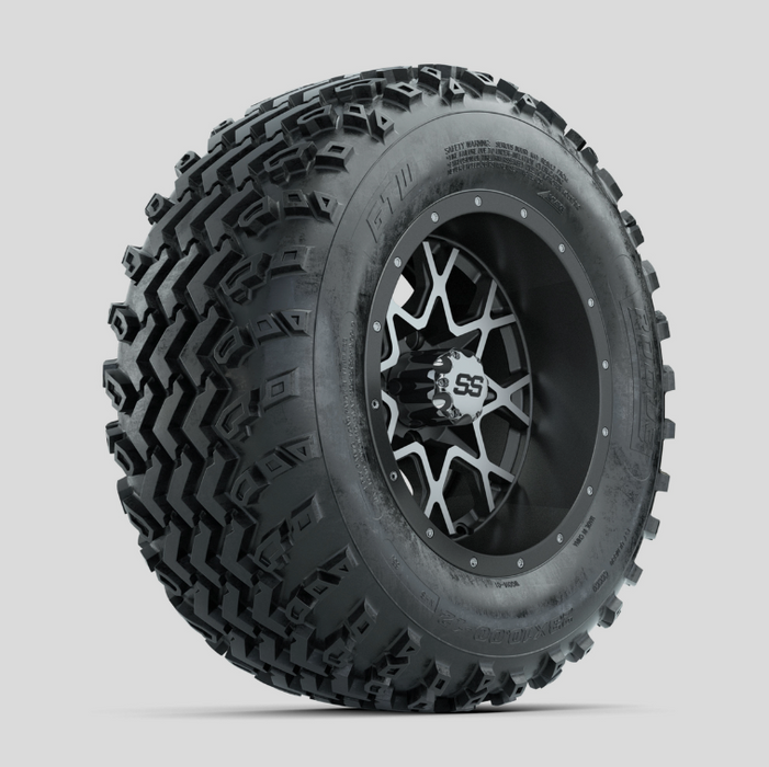 GTW Vortex Machined/Matte Grey 12 in Wheels with 23x10.00-12 Rogue All Terrain Tires - Full Set