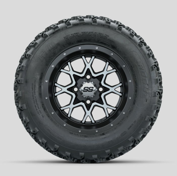 GTW Vortex Machined/Matte Grey 12 in Wheels with 23x10.00-12 Rogue All Terrain Tires - Full Set
