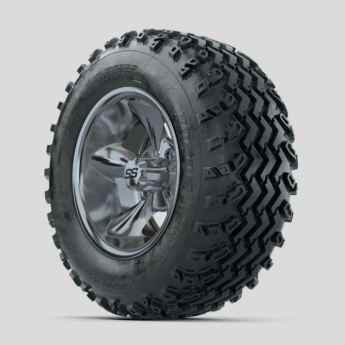 GTW Godfather Chrome 12 in Wheels with 23x10.00-12 Rogue All Terrain Tires - Full Set
