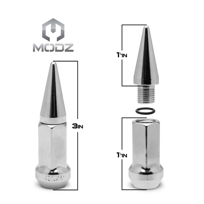 MODZ 16-Pack Chrome SPIKED Golf Cart Lug Nuts (Standard) for Club Car, EZGO and ICON