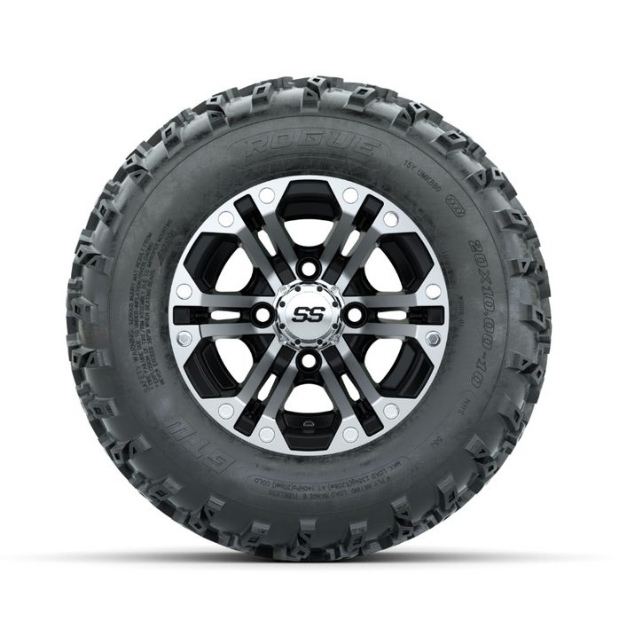 GTW Specter Machined/Black 10 in Wheels with 20x10.00-10 Rogue All Terrain Tires - Full Set