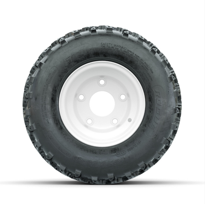 GTW Steel White Centered 5-Hole 8 in Wheels with 18x9.50-8 Rogue All Terrain Tires - Full Set